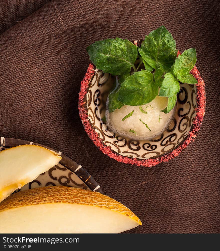 Icecream with mellon look from above. Icecream with mellon look from above