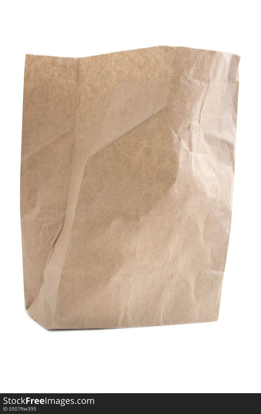 Recycle brown paper bag on a white background