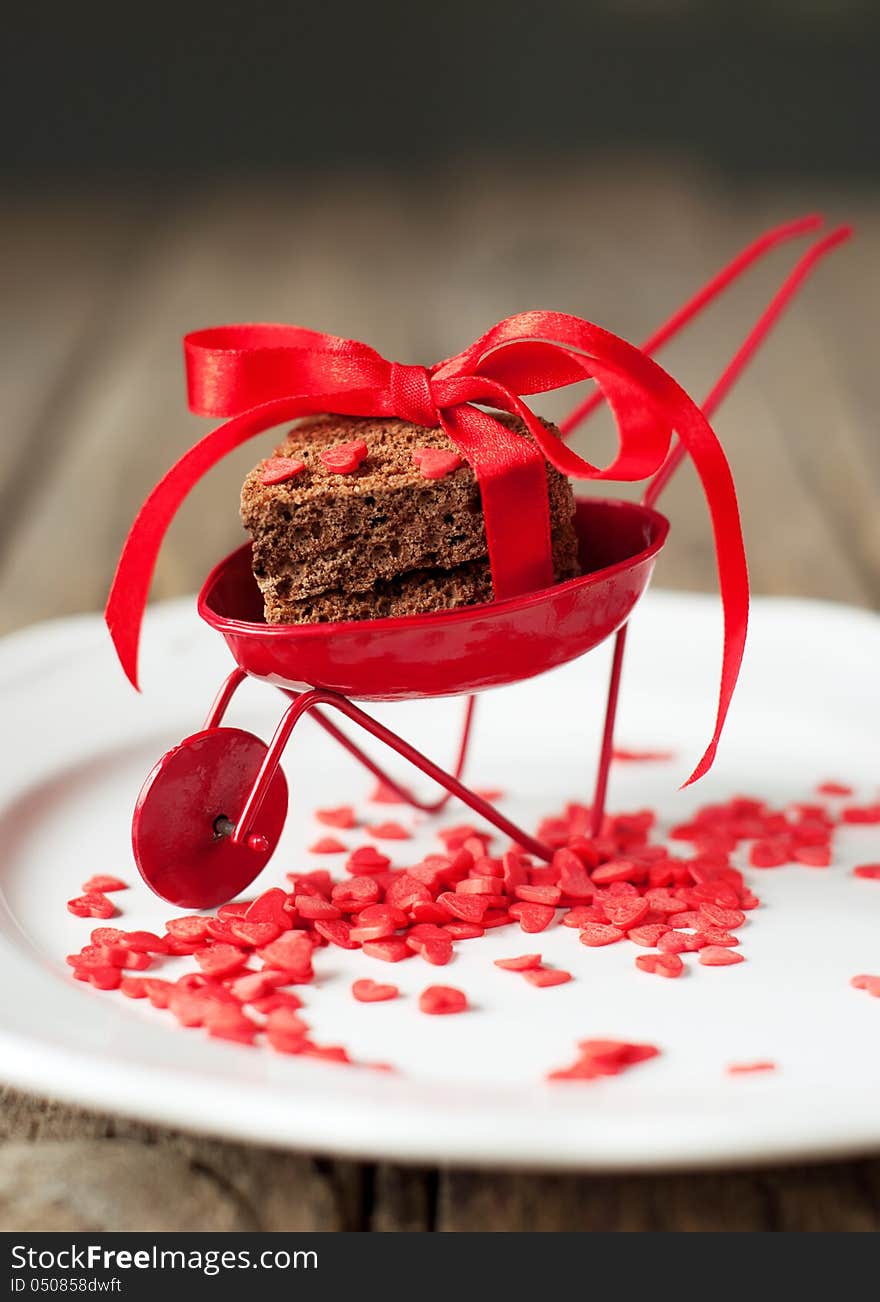 Red Cart with Biscuit Cookies