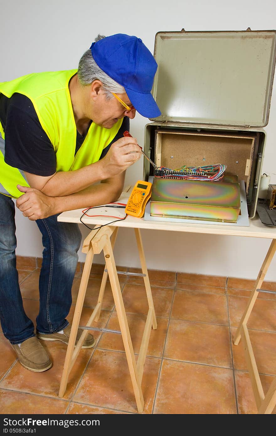 Electrician at work