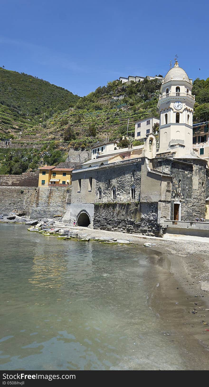 View of vernazza little village near la spezia