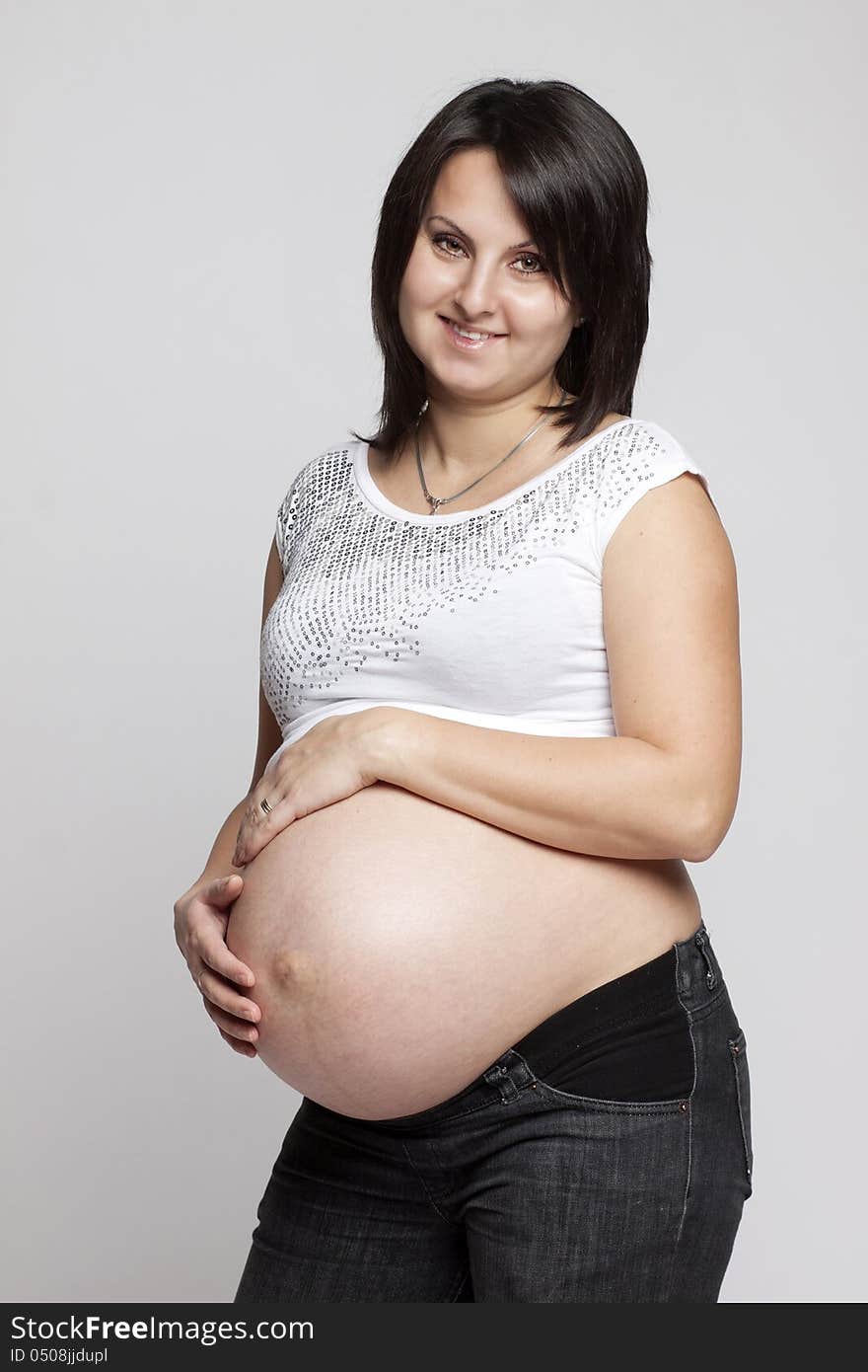 Beautiful pregnant woman in 9 months