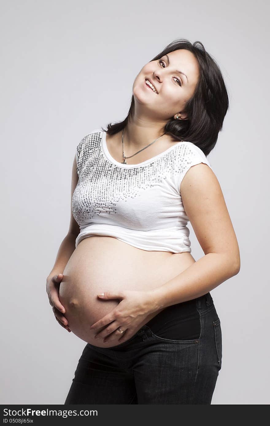 Beautiful pregnant woman in 9 months