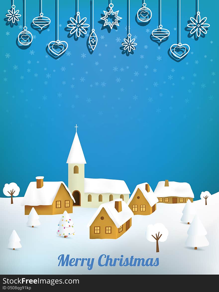 Beautiful illustration of village (christmas background). Beautiful illustration of village (christmas background)