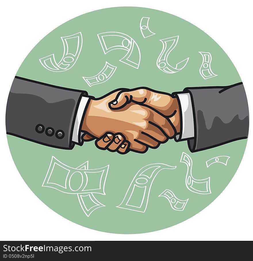 Two businessmen shaking hands at the end of the deal. Two businessmen shaking hands at the end of the deal