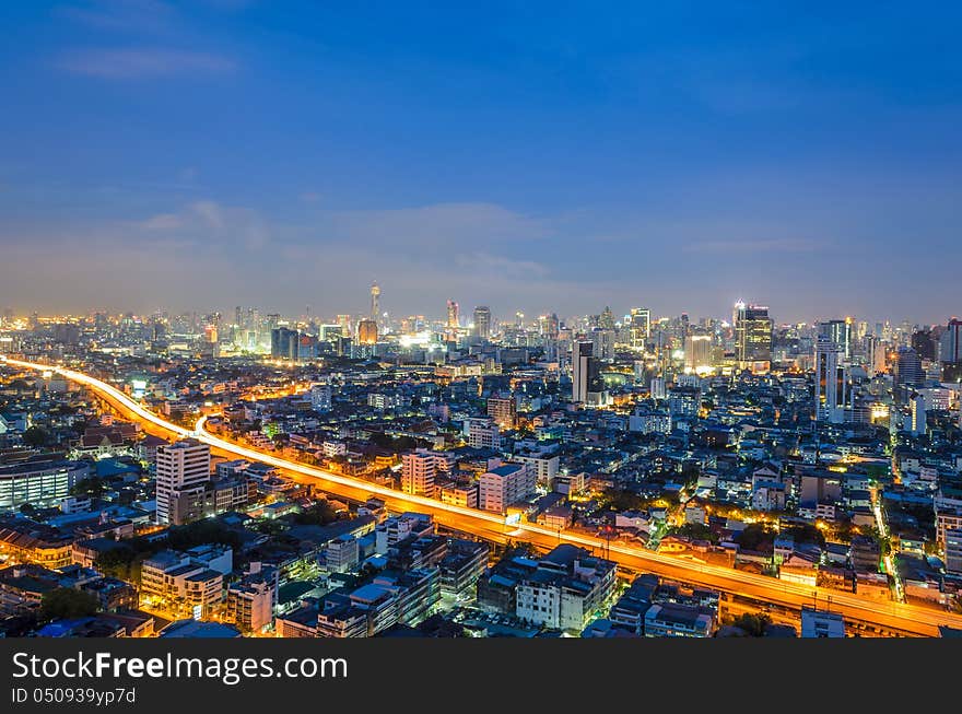 Express way in Bangkok city at twilight. Express way in Bangkok city at twilight