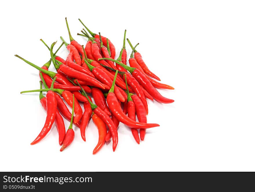 Fresh red chilli isolated on white background