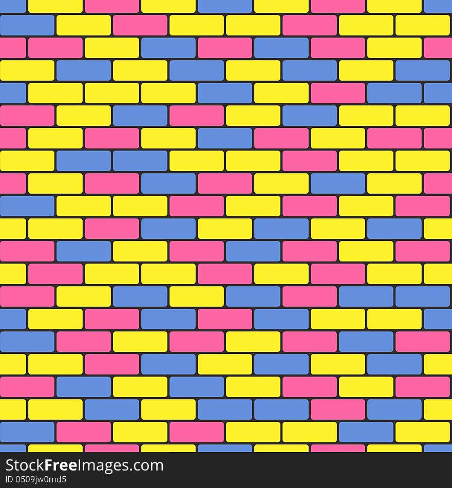 Vector seamless pattern with colorful bricks