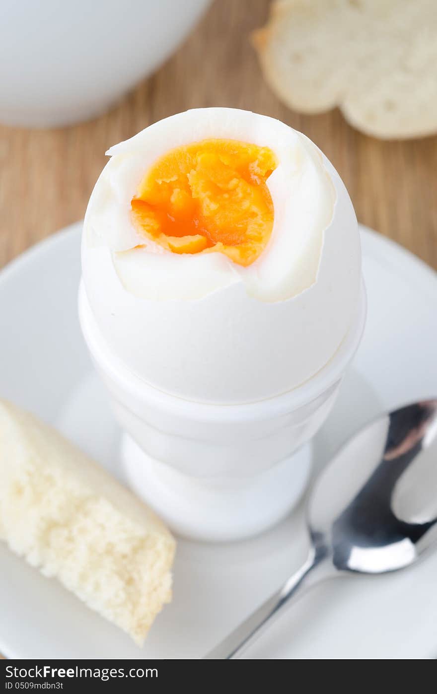 Boiled egg for breakfast closeup. Boiled egg for breakfast closeup