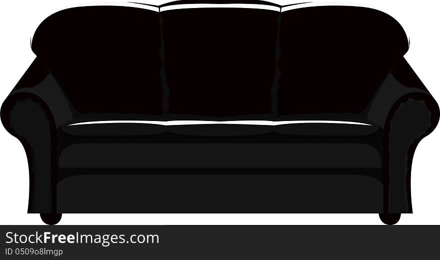 Vector illustration of black couch