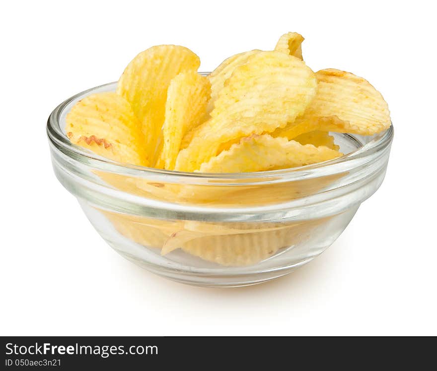 Chips bowl on white background