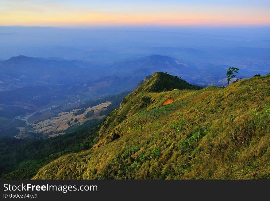 Green mountain in the morning, thailand. Green mountain in the morning, thailand