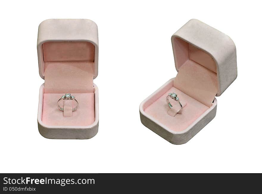 Diamond ring with platinum body in old pink box. Diamond ring with platinum body in old pink box