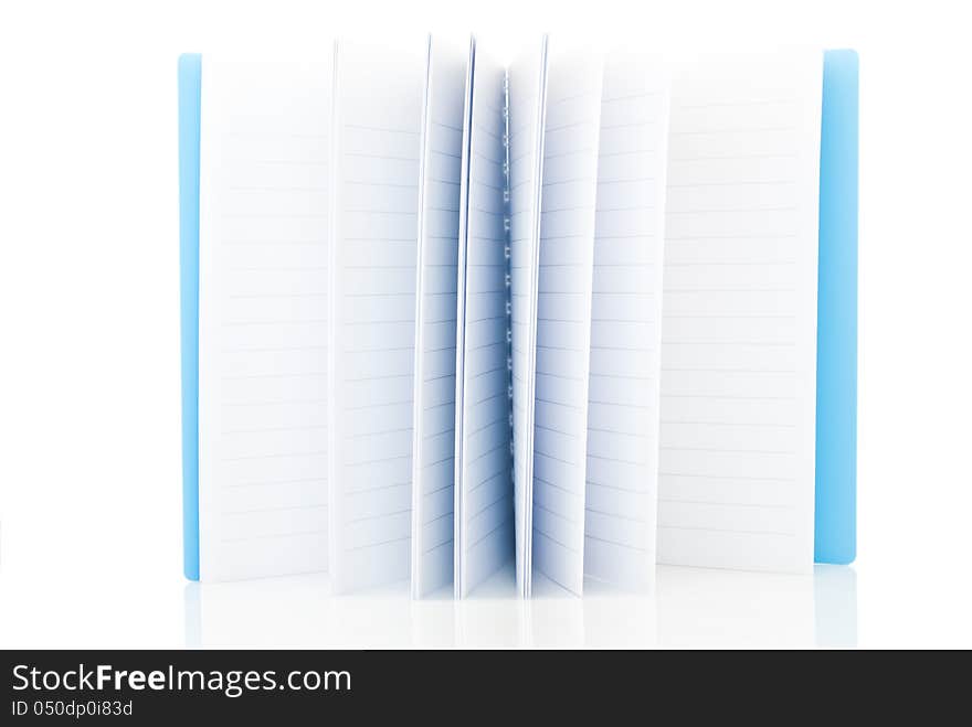 Blue book on a white background. Blue book on a white background.