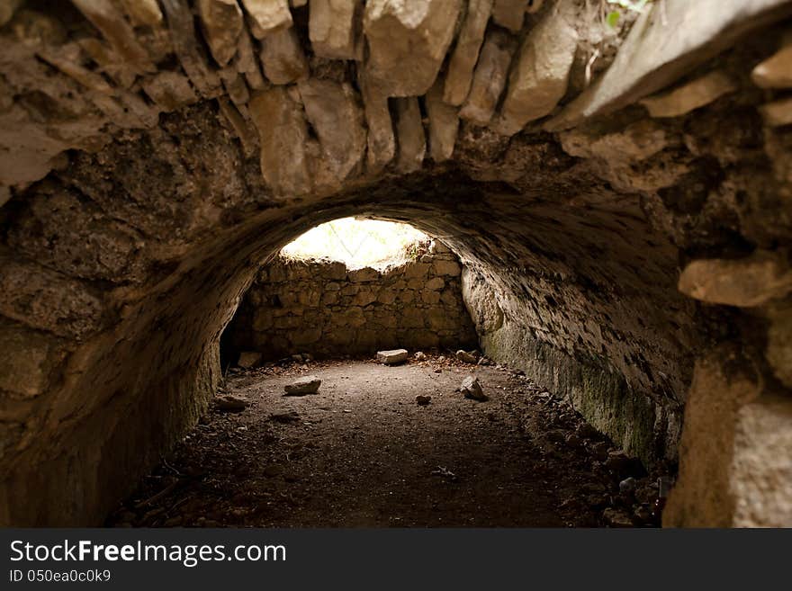 In the ruins of an ancient castle. In the ruins of an ancient castle