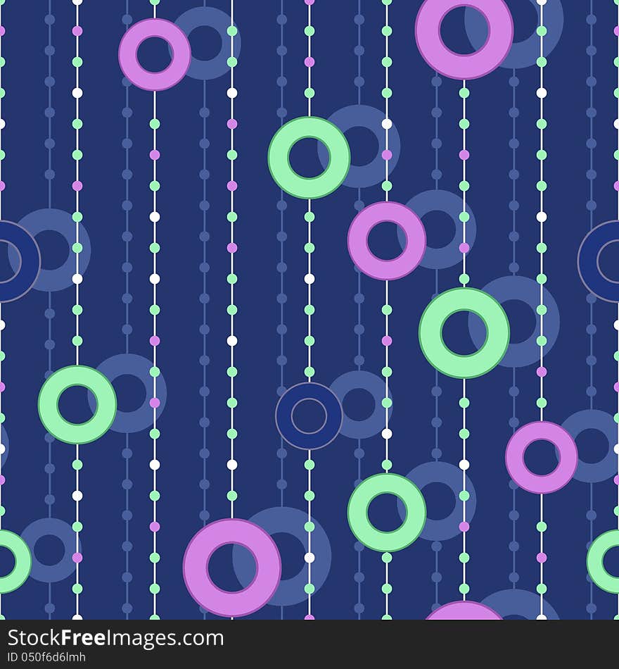 Seamless Pattern With Colorful Circles On Thread