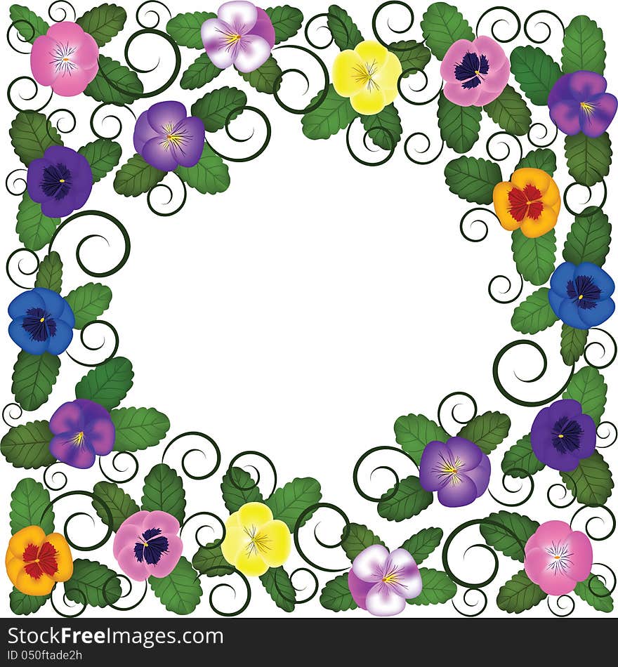 Pansies frame with swirls