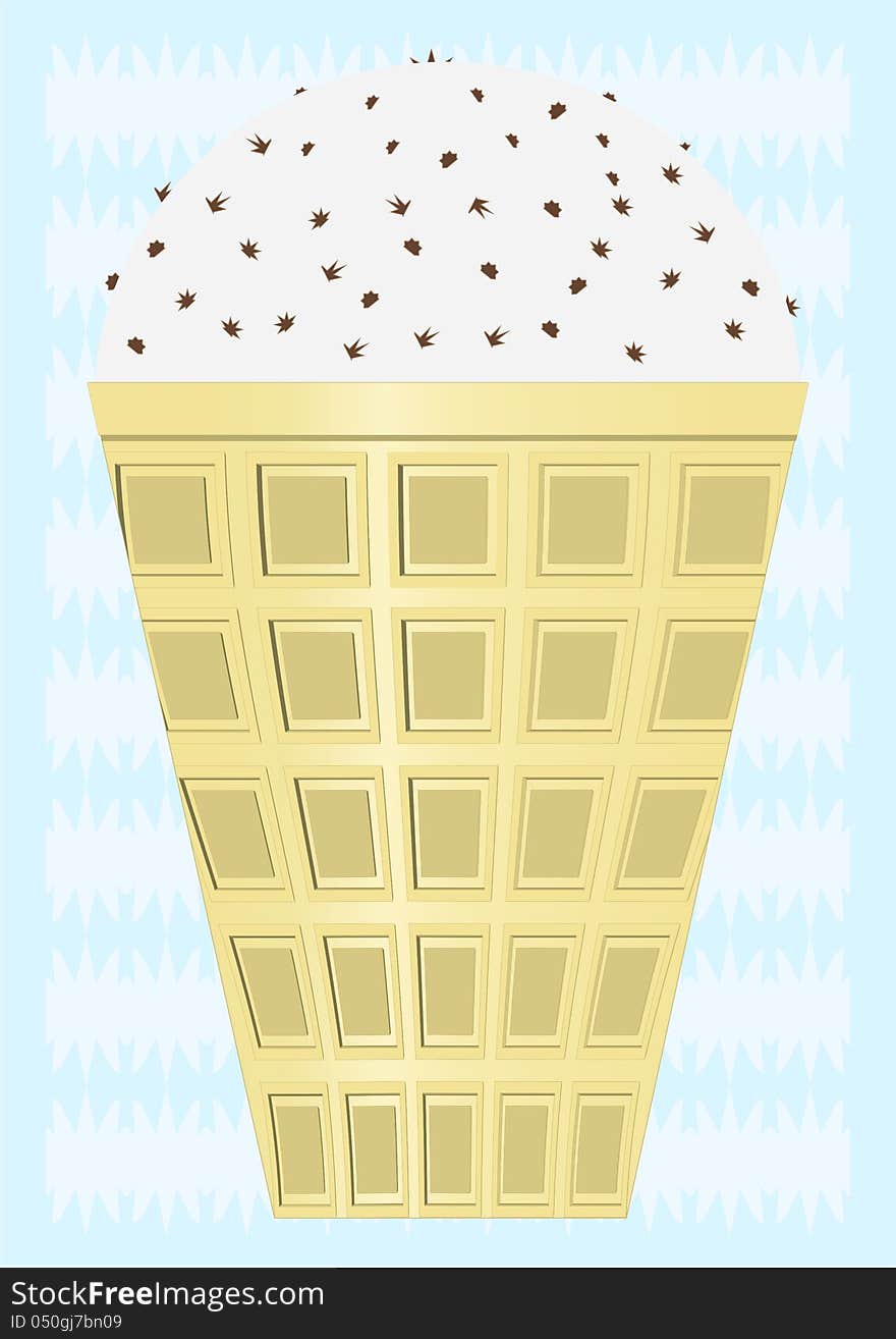 Ice-cream cone with chocolate, the frosty background. Ice-cream cone with chocolate, the frosty background.