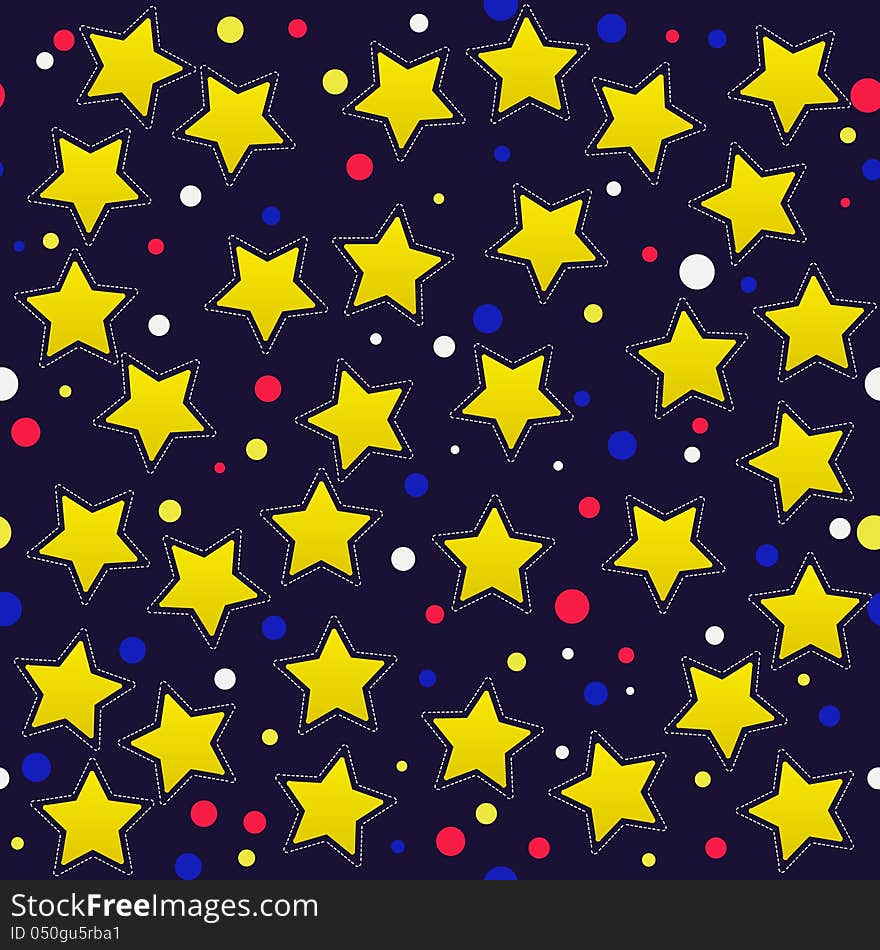 Seamless Pattern With Cartoon Stars