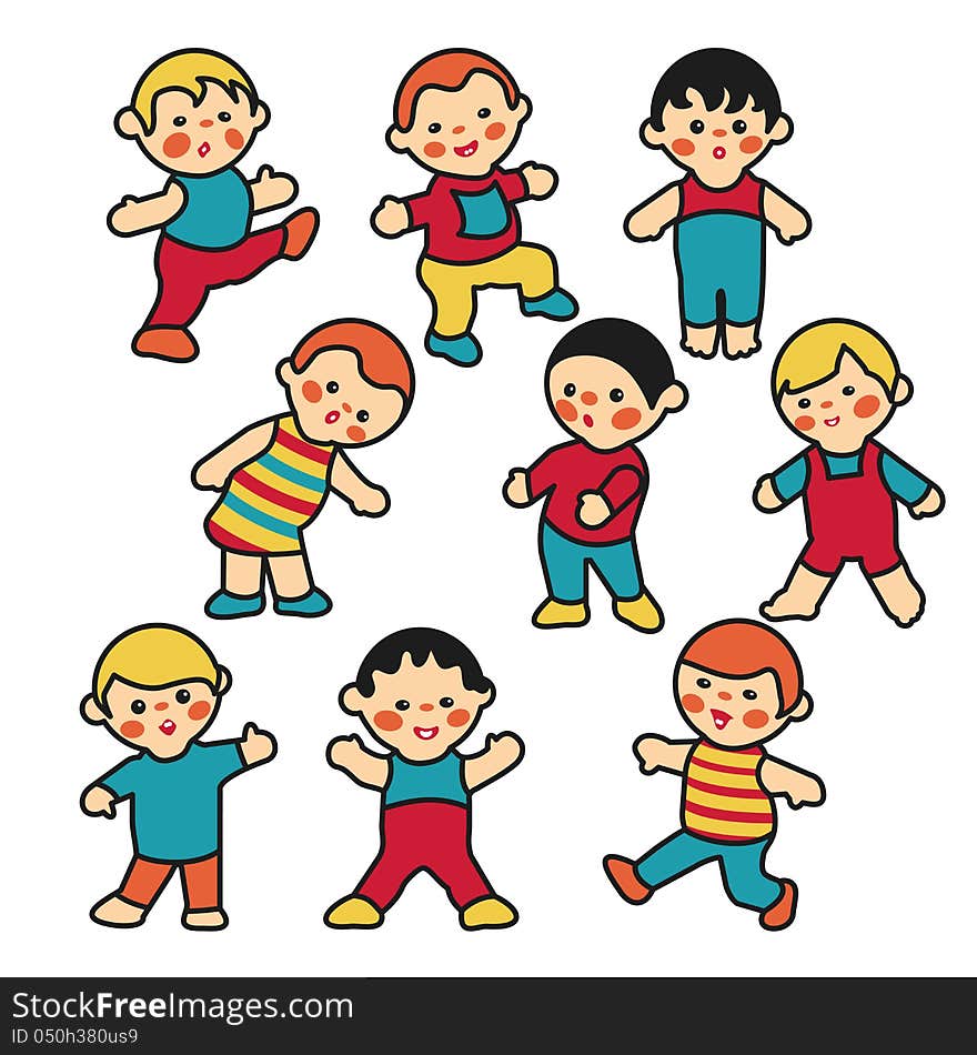 Vector set - small cartoon children