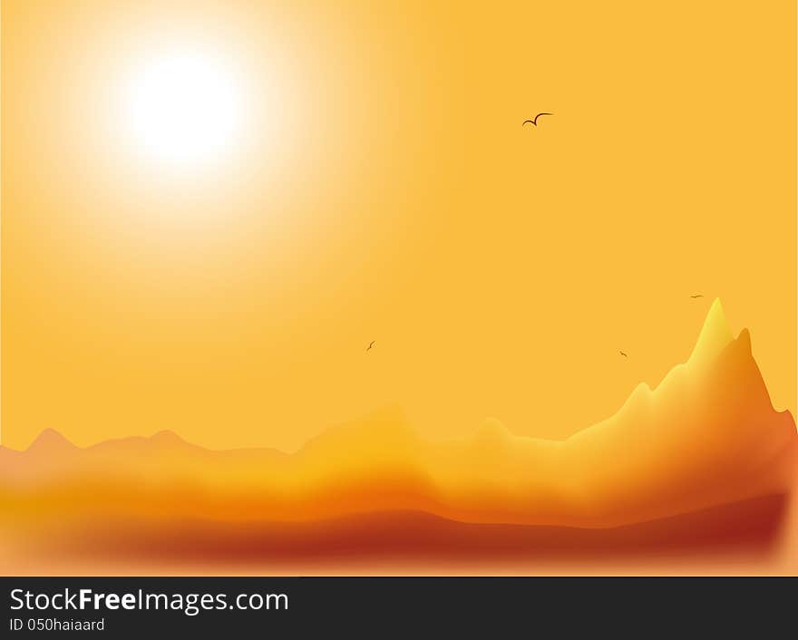 Mountain Landscape At Sunset