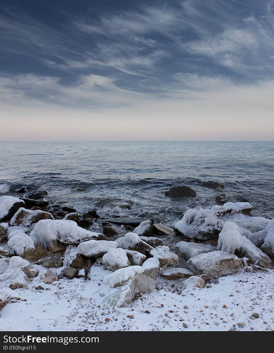 Winter, stones and ice. Winter, stones and ice.