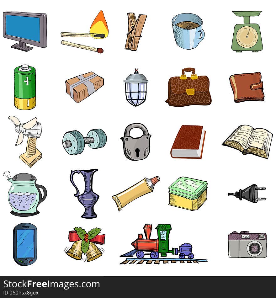 Set of sketch, illustration of home related objects