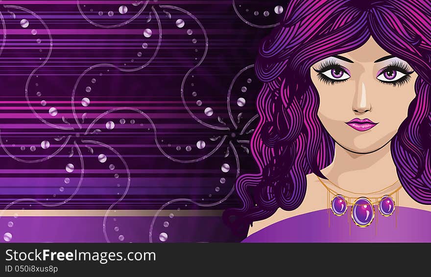 Girl With Long Purple Hair