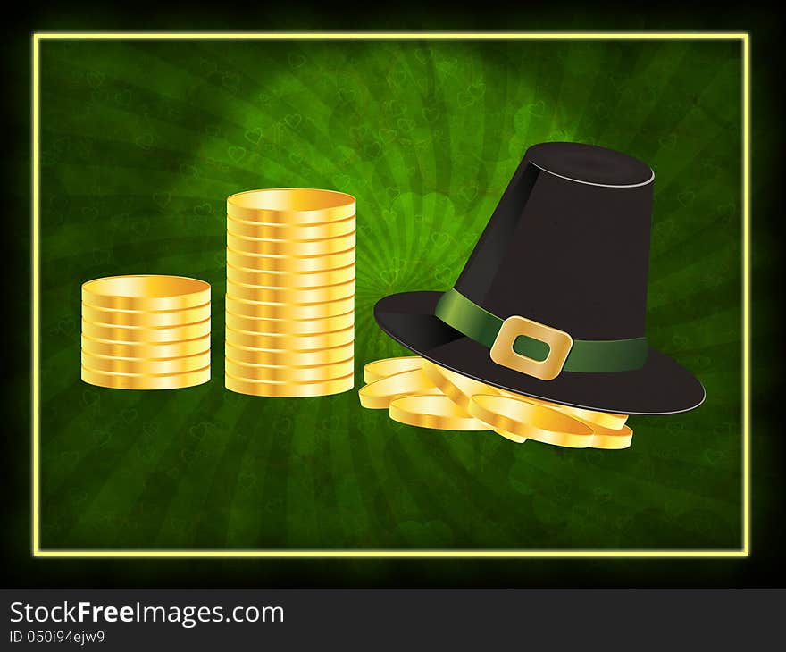 Hat and coins background