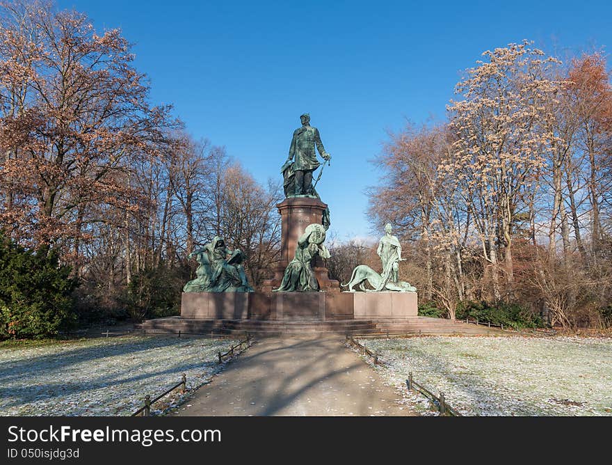 Winter scene showing the front view of the famous Bismarck Memorial, in the Tiergarten, Berlin. Winter scene showing the front view of the famous Bismarck Memorial, in the Tiergarten, Berlin.