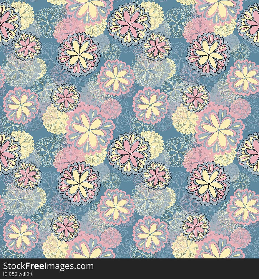 Vector seamless background with flowers