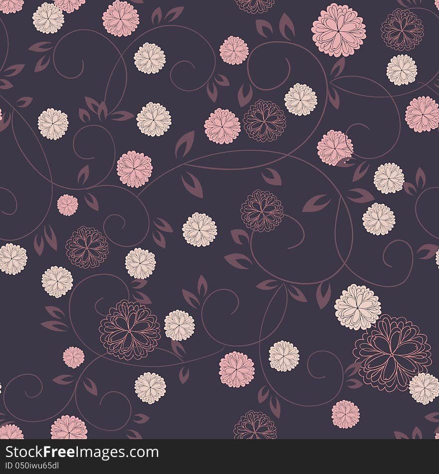 Vector seamless background with flowers