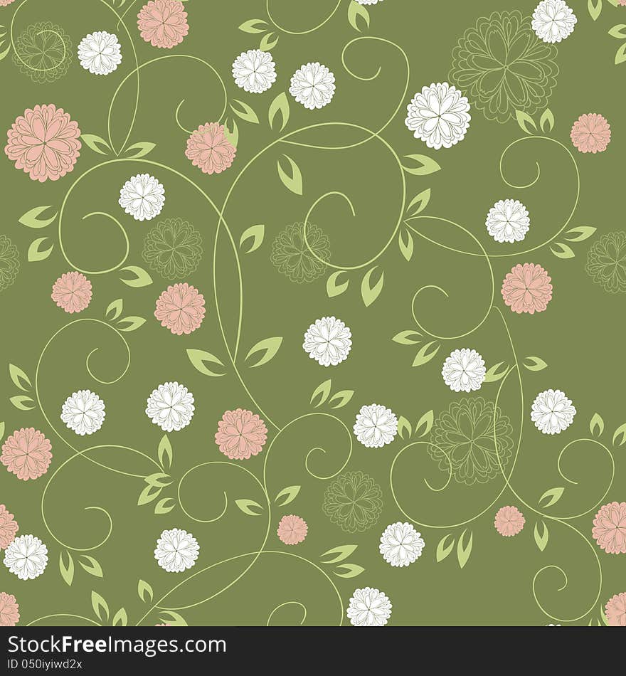 Vector seamless background with flowers