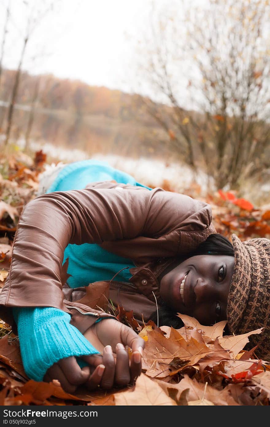 Happy foster children in the forest are having fun. Happy foster children in the forest are having fun