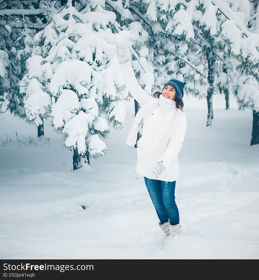 Portrait of beautiful young girl in winter day. Portrait of beautiful young girl in winter day