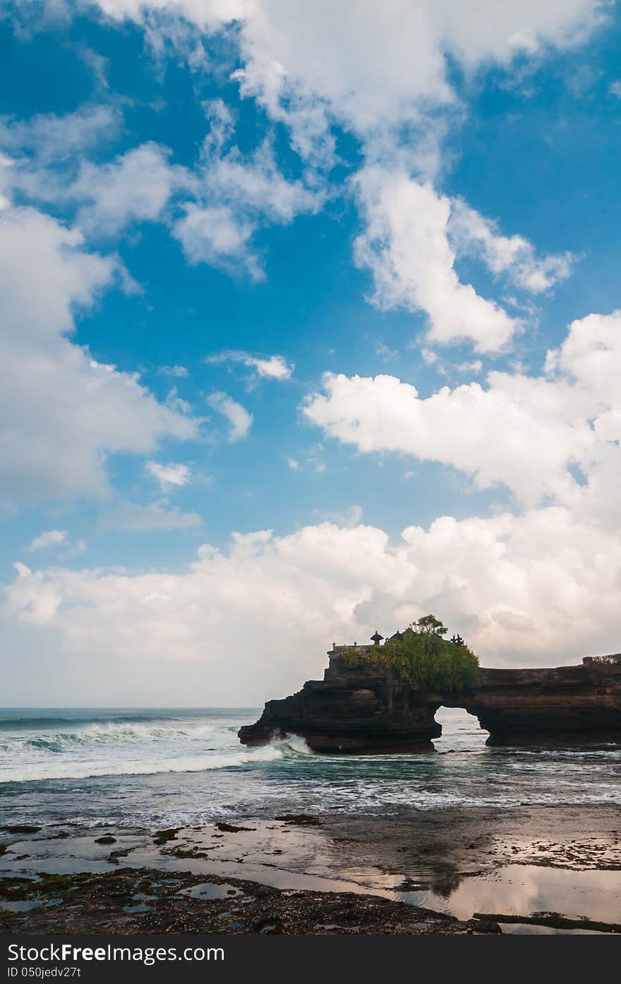 Pura Batu Bolong - small hindu temple near Tanah Lot, Bali, Indonesia. Pura Batu Bolong - small hindu temple near Tanah Lot, Bali, Indonesia