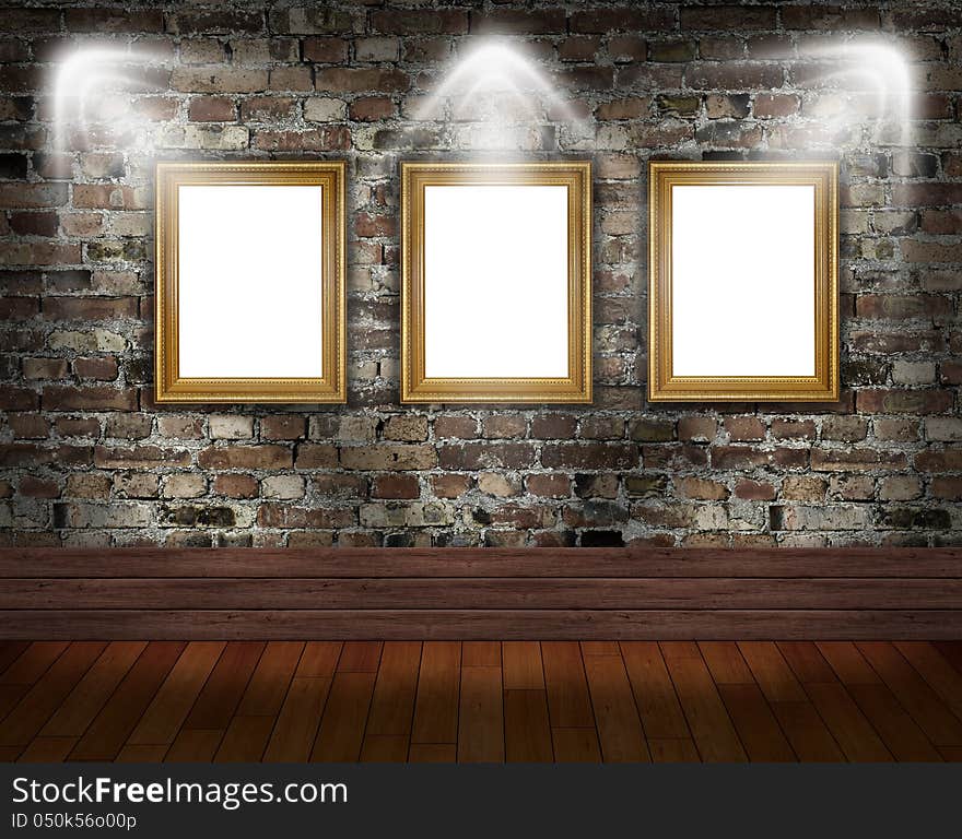 Three Frames On Brick Wall