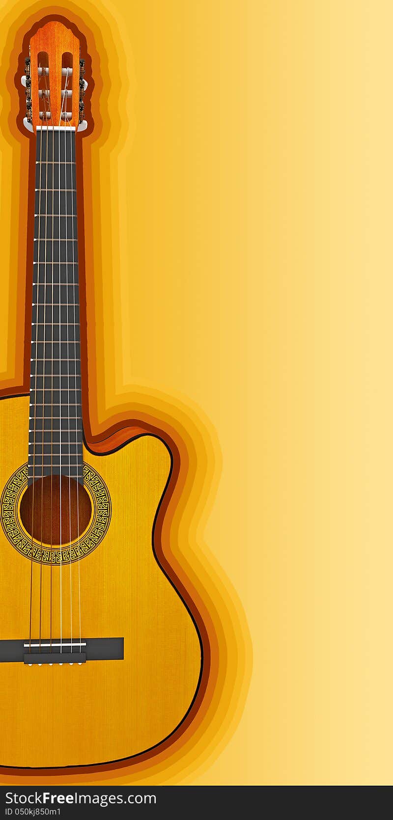 Classical acoustic guitar. 3d render. Classical acoustic guitar. 3d render