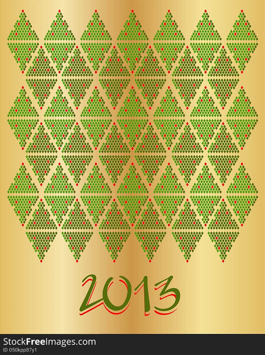 Christmas card. Stylized pattern that resembles a snake skin and Christmas trees. Christmas card. Stylized pattern that resembles a snake skin and Christmas trees