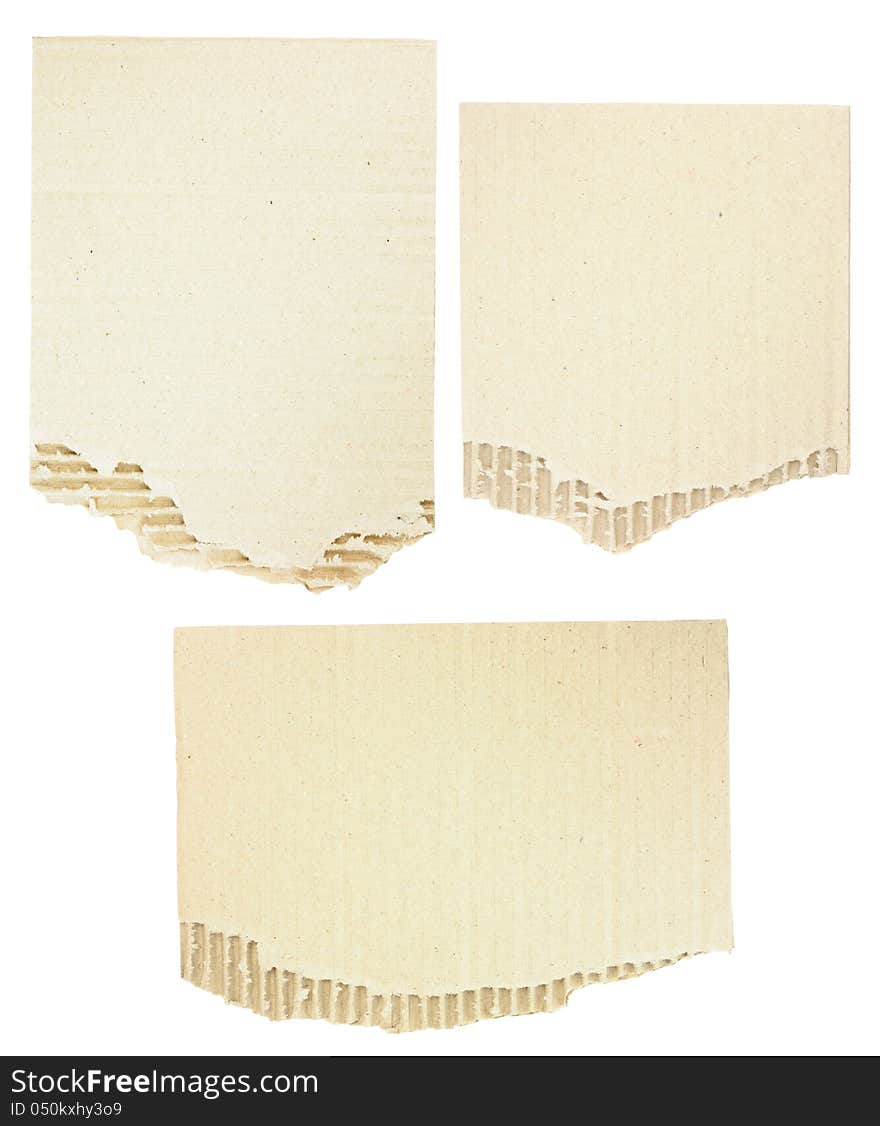 Collection of a cardboard pieces isolated on white background