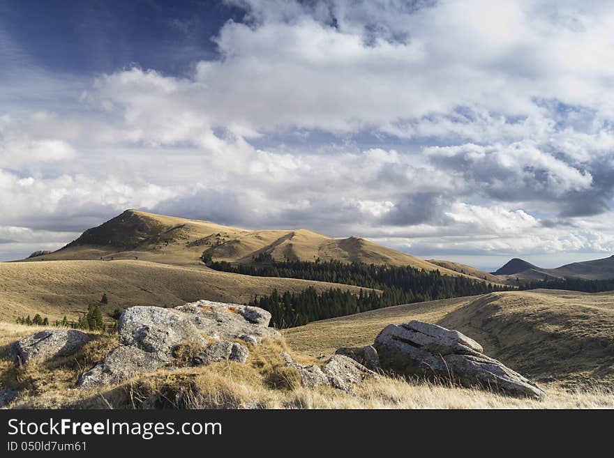 Wide view in sinaia mountains, romania