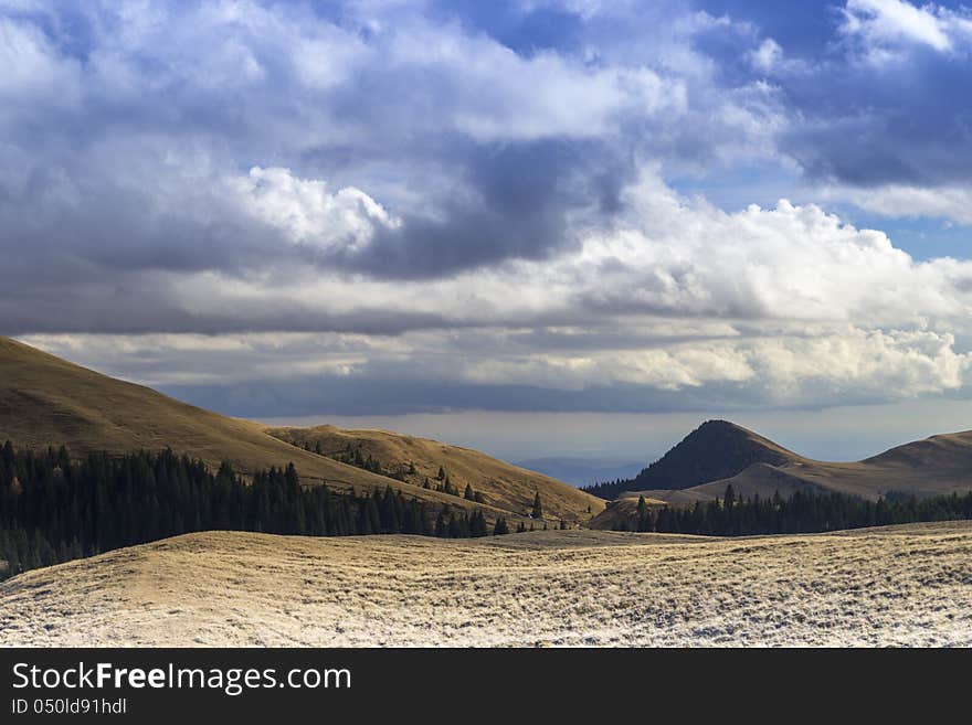 Wide view in sinaia mountains, romania