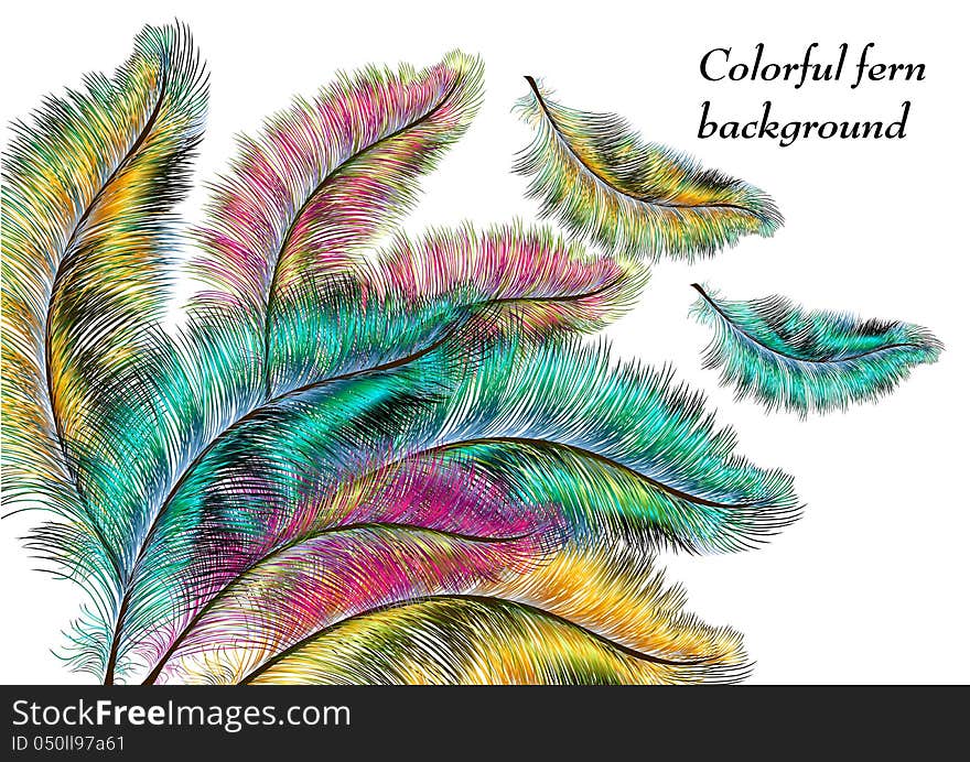 Colorful background with ferns