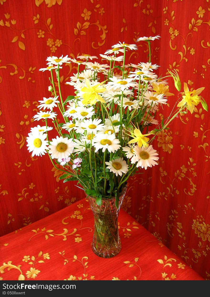 Beautiful bouquet with white camomiles