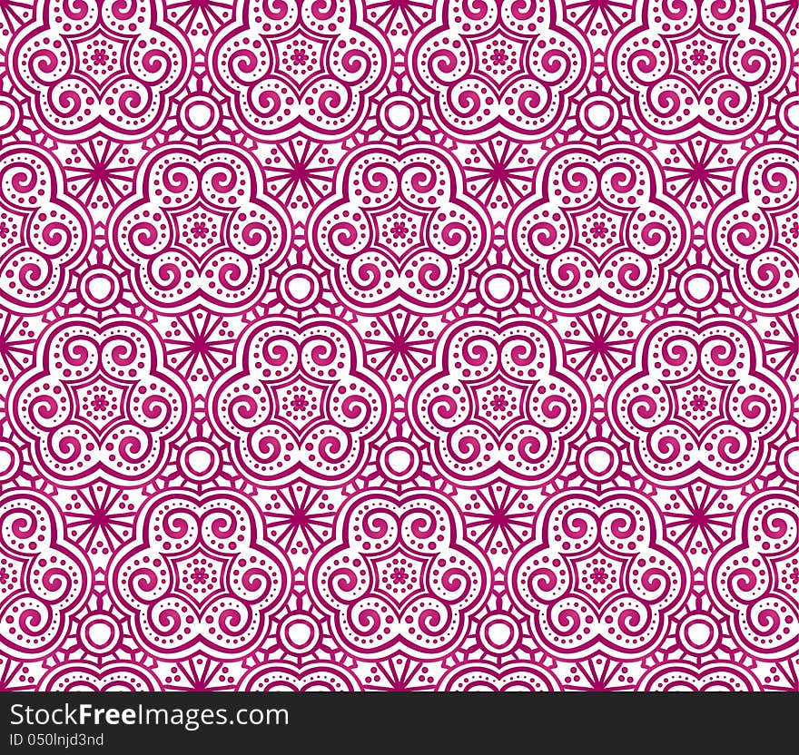 Red abstract curls seamless pattern