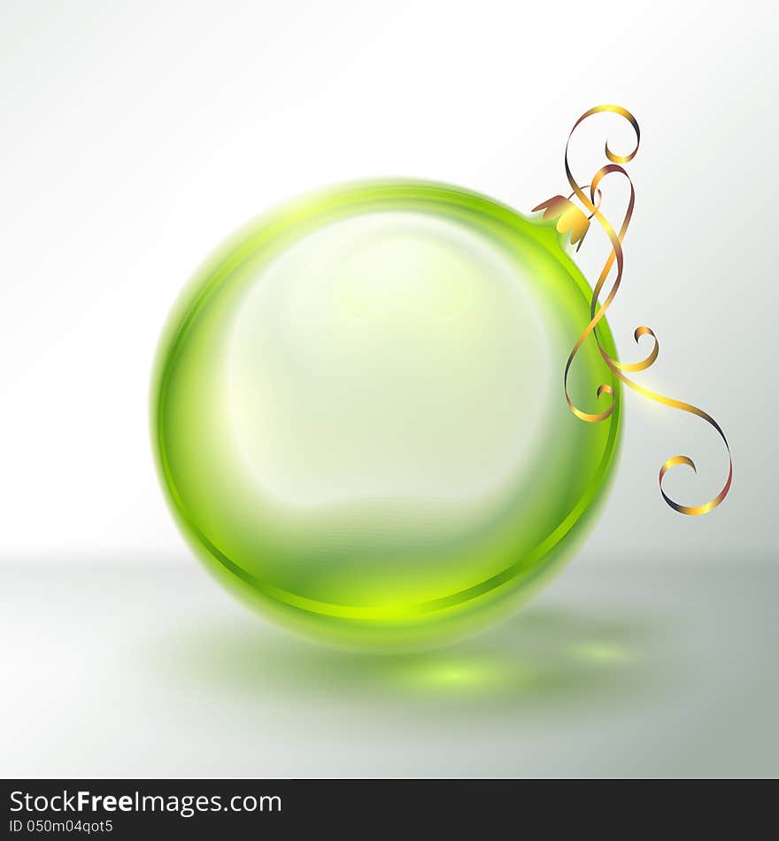 Transparent green glass Christmas Ball. Transparent green glass Christmas Ball