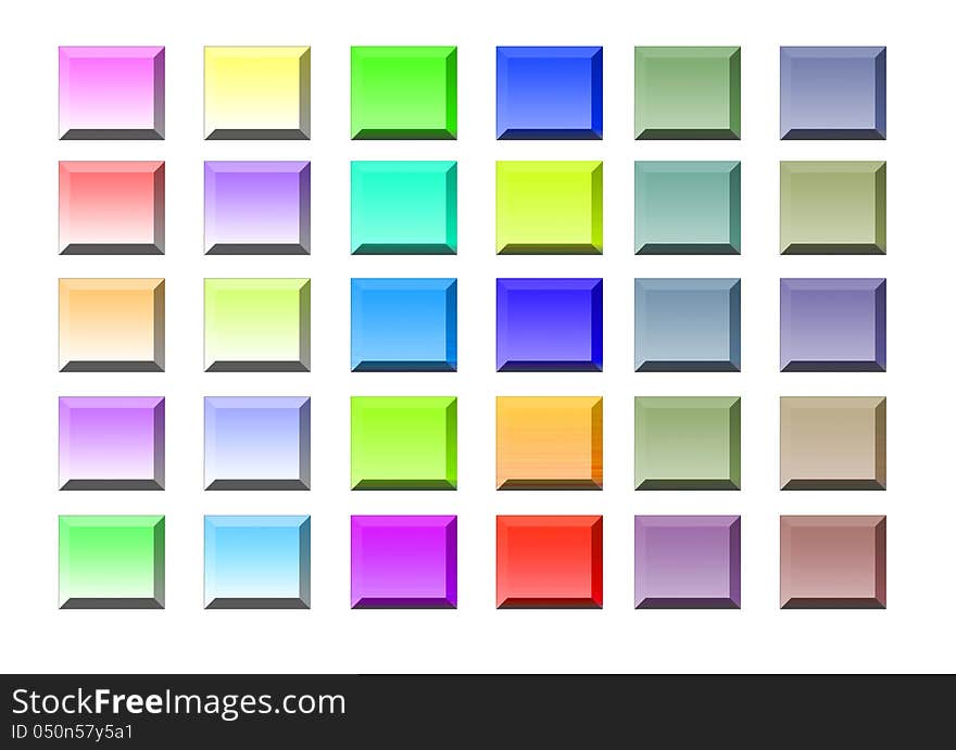 Icons in 3d of different colors on white background. Icons in 3d of different colors on white background