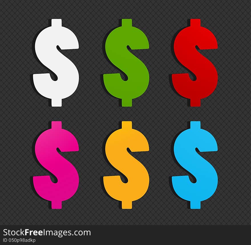 Colorful dollar symbol set