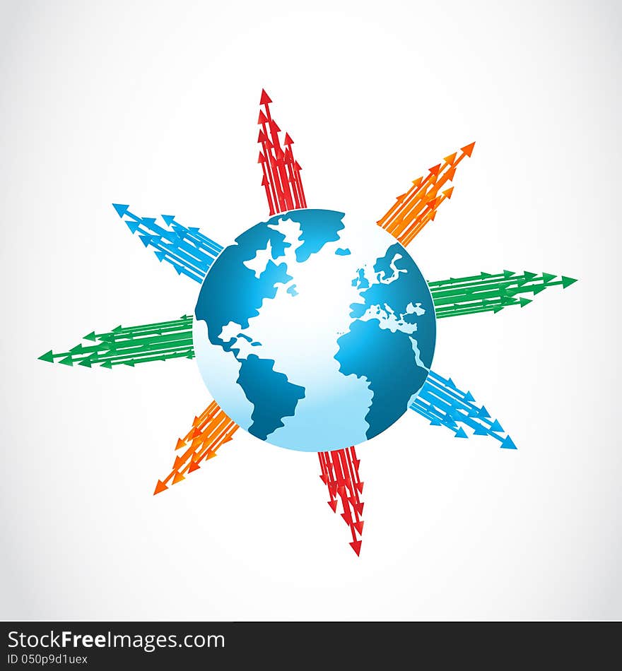 World with colorful arrows abstract background. World with colorful arrows abstract background