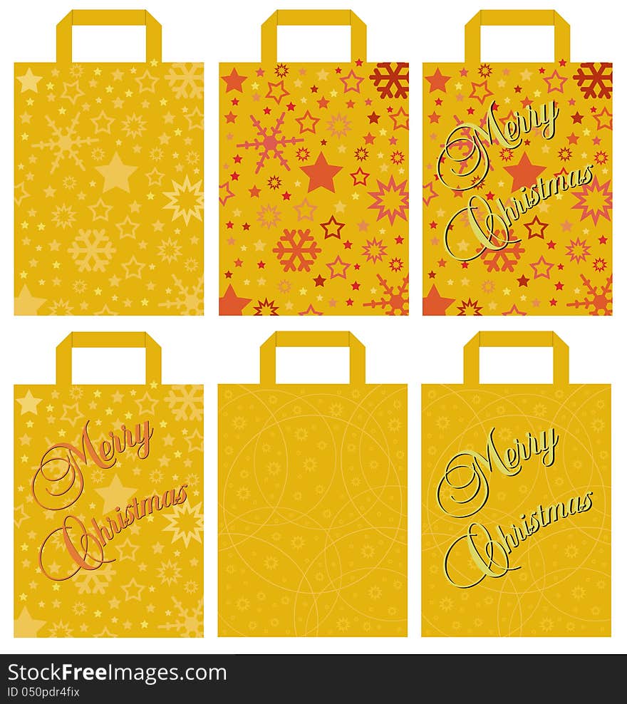 Gold colored christmas bags with star pattern